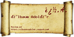 Ölbaum Adolár névjegykártya